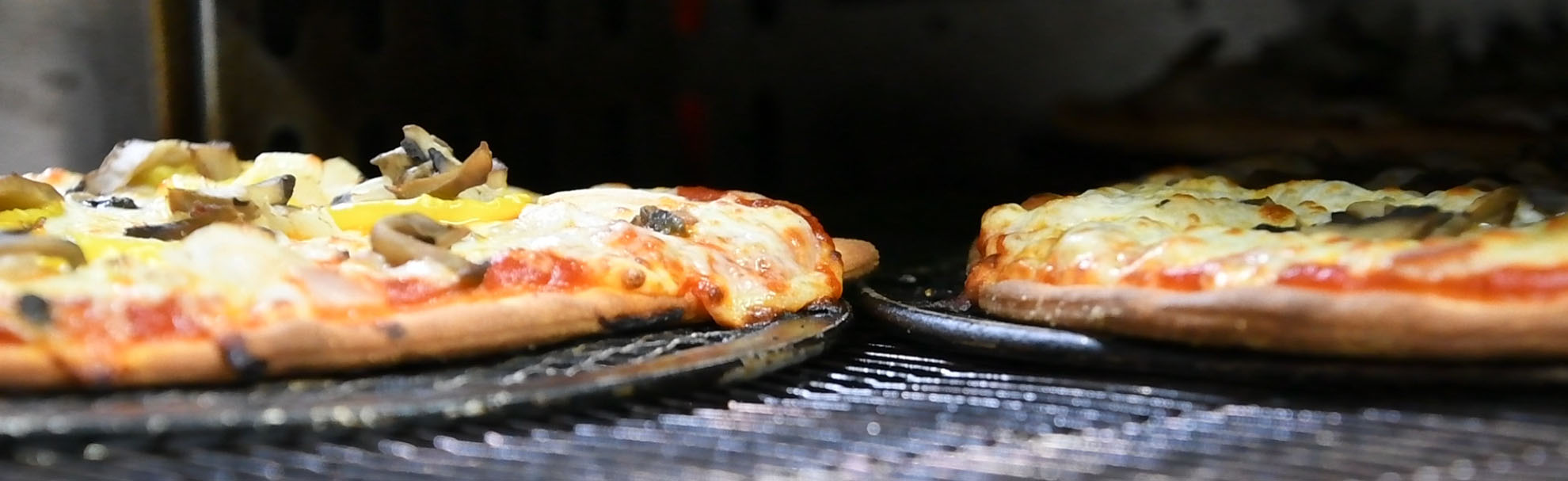pizza in oven